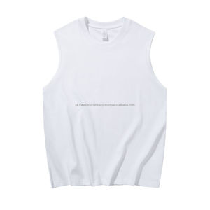 Hot Sale 99% Cotton Sleeveless Tank Top for <b>Men</b> and Women Knitted T-Shirt <b>Vest</b> with Blank Design Gym & <b>Sports</b> Wear - Product Image 2