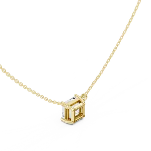 Pendentif solitaire en diamant de laboratoire taille Asscher, or massif 10K 14K 18K, bijoux fins pour femmes, accessoires, cadeau, chaîne incluse - Product Image 2