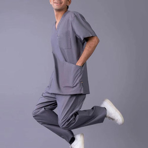 Tenues d'infirmier pour hommes à manches courtes, ensembles de blouses de laboratoire, tissu Spandex/Polyester, usage hospitalier, blouses personnalisées - Product Image 4