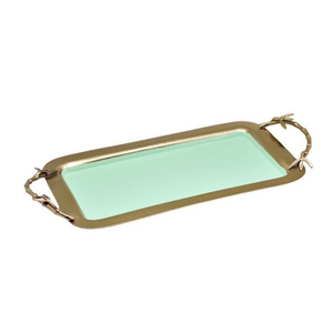 Bandeja de servir de latón martillado a mano con elegantes asas de flor, lujosa bandeja de metal dorado para decoración del hogar o fiestas, en oferta. - Product Image 4