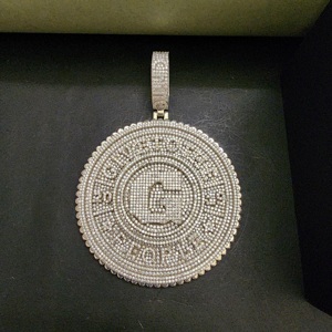 Colgante Hip Hop Completamente Cubierto de Diamantes, Chapado en Platino, Diamantes Cultivados en Laboratorio, Acero Inoxidable, DOPE JEWELLS DHP-0015 100GM, Moderno, Unisex - Product Image 6