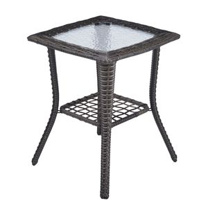 Tavolo da Patio in Vimini Grigio con Piano in Vetro per Uso Interno/Esterno - Product Image 3