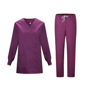 Women's <b>Purple</b> Scrub Set V-Neck Top With Pockets And Drawstring Pants Hospital Uniforms For Nurses And Doctors - Product Image 5