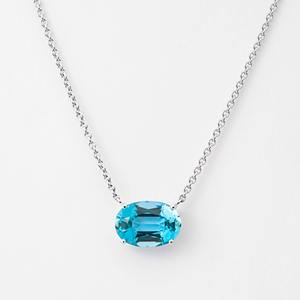 Collier solitaire élégant en or blanc massif 14 carats avec diamant ovale de 7 carats, certifié IGI, pour un style printemps/été et les occasions spéciales - Product Image 1