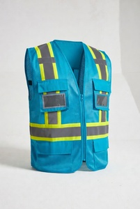 Gilet de sécurité réfléchissant bleu avec panneaux en maille et plusieurs poches pour les travaux de construction et de circulation - Product Image 5
