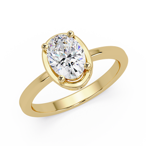 Bague de fiançailles et de mariage en diamant de laboratoire taille ovale sur mesure, 1,00 carat, certifiée IGI, diamant flottant, bijoux fins de mariée - Product Image 2