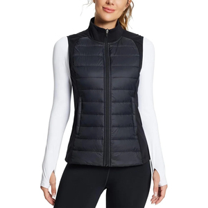Custom <b>Women's</b> Black Quilted Puffer Vest Stand Collar Full Zip Lightweight Insulated <b>Running</b> Sleeveless Bodywarmer <b>Gilet</b> OEM - Product Image 1