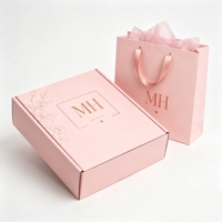 Coffret Cadeau Rose Personnalisé – Boîte Pliante de Luxe avec Papier de Soie, Carte de Remerciement et Sac en Papier Assorti – Vente en Gros