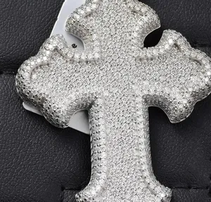 Pendentif Croix en Moissanite VVS Couleur D de Haute Qualité, Argent 925, Bijoux Hip Hop Glacés, Collier Breloque Religieuse Certifié GRA, Unisexe - Product Image 2