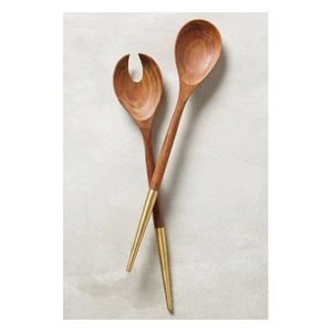 Ensemble de 2 cuillères et fourchettes à salade en acier inoxydable de qualité supérieure, design moderne et minimaliste, avec longues poignées pour la cuisine et la salle à manger - Product Image 3