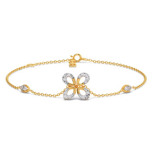 สร้อยข้อมือโซ่ลายดอกจิกสี่แฉกประดับเพชร - Product Image 1