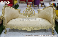 Schöne weiße Hochzeit Couch Set für Braut und Bräutigam Golden poliert geschnitzte Sof amöbel für asiatische Hochzeiten
