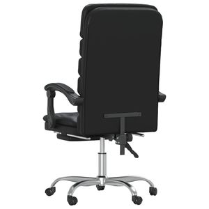 Silla de Oficina de Cuero Sintético Negro con Madera Contrachapada Ajustable y Función de Masaje Metálica - Product Image 5