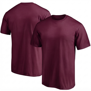 Camiseta de Verano para Hombre, Color Borgoña, 100% Algodón Jersey, Corte Regular, Transpirable, Secado Rápido, Cuello Redondo, Manga Corta, Estilo Deportivo, Venta al Por Mayor - Product Image 1