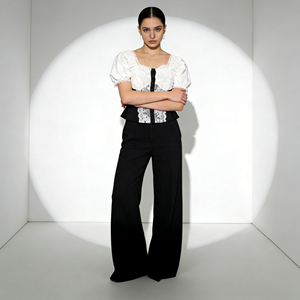 Hot sale on Temu Contrast Color Lace Trim Corset Top Ladies Sweetheart Neck Short Puff Sleeve Slim Waist Blouse for Daily &Party - Product Image 6