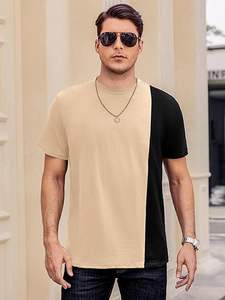 Camisetas Casuales para Hombre, Cuello Redondo, Camisetas de Color en Contraste, Camisetas de Manga Corta con Bloques de Color - Product Image 2