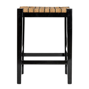 Handcrafted Coastal Style <b>Wood</b> and Natural Woven Seagrass Rope <b>Bar</b> Stool Unique and Elegant Design - Product Image 6