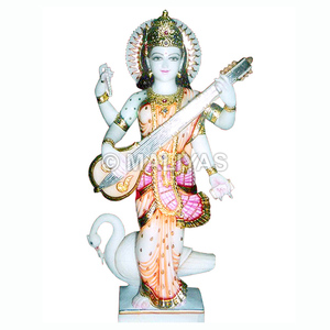 Statue de Saraswati Mata en marbre |   Statue artisanale de Saraswati en marbre pour la maison et le temple – Maliyas - Product Image 1