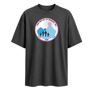 <b>Charcoal</b> Gray Casual Short Sleeve <b>T</b> <b>Shirt</b> with Jack & Jill Crest Patch Embroidered Chest Detail and Large Matching Back Graphic - Product Image 1