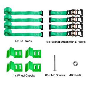 Kit di Ancoraggio con Cinghie da 4380 Libbre di Resistenza, Ganci E-Track, Cinghie per Rimorchio e Fibbie di Fissaggio per Auto - Product Image 2