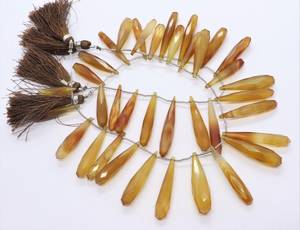 AAA Natural Brown Yellow Chalcedony Faceted Long Tear Shape Briolette Gemstone Drop <b>Beads</b> Calcy <b>Beads</b> Strand For Jewelry Making - Product Image 5