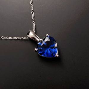 สร้อยคอไพลินเงินแท้รูปหัวใจ ประดับพลอยประจำเดือนกันยายน ของขวัญวันเกิด/วันครบรอบสำหรับผู้หญิง - Product Image 2