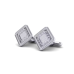 Boutons de manchette en argent et diamant, sertissage clos, bijoux formels pour homme - Product Image 1