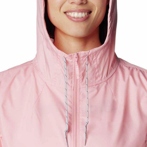 Women's Color Block Hooded <b>Waterproof</b> Satin Stand Lightweight Zipper Bomber <b>Jacket</b> Winter Outdoor Wear <b>Pink</b> Coral Contrast - Product Image 5