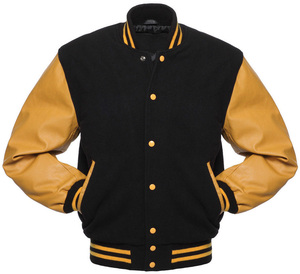 Chaqueta Varsity de Béisbol con Mangas de Cuero, Frente de Lona Recubierta, Antibacteriana, para Hombre, Informal, Invierno 2026 - Product Image 3