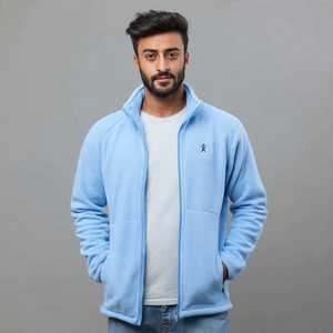 Chaqueta polar de hombre con cremallera completa, 100% poliéster, a cuadros, cortavientos - Product Image 1