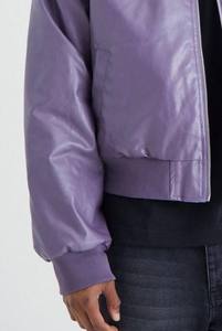 URBANGAZER Men's 100% Polyester Leather Jacket Stand Collar <b>Covered</b> <b>Button</b> Patchwork Design Windproof Breathable Thick - Product Image 4