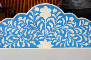 Handmade Blue Color Bone Inlay <b>Mirror</b> <b>Frame</b> Attractive Floral Design Wood Material Wall <b>Mirror</b> Usage for Home Decor Reasonable - Product Image 3