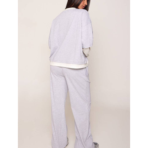 Pantalon de jogging OEM pour femme, taille haute, style urbain automne, respirant, coupe large, en molleton de coton, vêtement de sport - Product Image 2