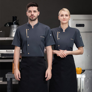 Custom <b>White</b> Chef Uniform <b>Short</b> Sleeve Chef <b>Jacket</b> Restaurant Kitchen Staff Hospitality Workwear Set - Product Image 3