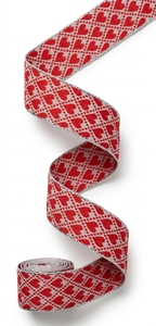 Cinta Decorativa con Patrón de Corazón Rojo de Neelkamal Industries, Cinta de Poliéster con Borde Plateado para Envolver Regalos y Empaquetar - Product Image 2