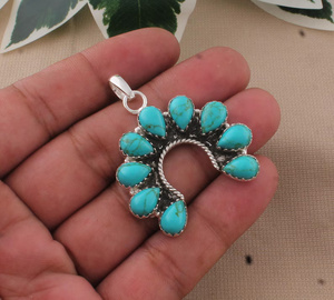 Pendentif en turquoise Kingman, pendentif en argent sterling 925, collier de bijoux bohème pour femmes, cadeau de bijoux fait main pour elle - Product Image 3