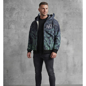 Sudadera con capucha 100% poliéster de punto con pedrería, personalizada, con lavado ácido, cremallera completa, estilo gótico, con diamantes brillantes, para hombre. - Product Image 3