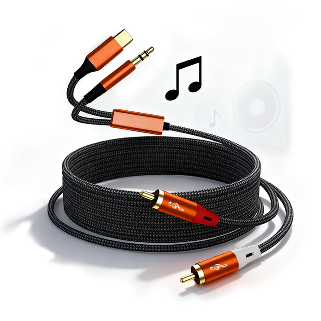 Wholesale JAYA 3.5mm Dual RCA Gold-plated Nylon Braided Audio Cable for Computer Car DVD-Factory Sales