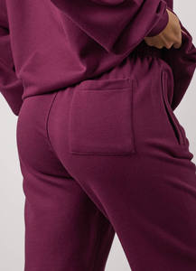 Ensemble de survêtement polaire uni personnalisé pour femme, deux pièces, pull à capuche et pantalon de jogging, vente en gros - Product Image 4