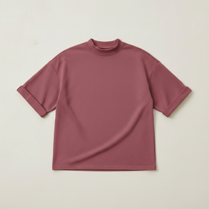 Women Oversized T Shirt Mock Neck Casual Loose Fit Summer <b>Top</b> Custom Logo OEM - Product Image 4
