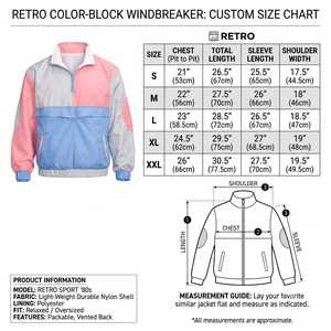Wholesale Custom Logo Retro 80s Color Block Windbreaker <b>Jacket</b> <b>Men</b> Lightweight Nylon Waterproof Pullover Anorak Streetwear Track - Product Image 6