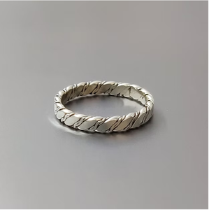 Simple 925 <b>Silver</b> <b>Ring</b> Twisted Rope Design <b>Plain</b> Band Stackable Wedding Band Daily Wear Jewelry - Product Image 3