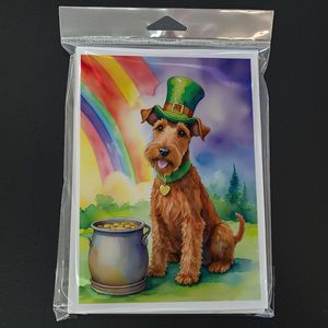 Whimsical A7 Size 5x7 St Patrick's Day <b>Greeting</b> <b>Cards</b> Pack of 8 Irish Terrier Blank <b>Note</b> <b>Cards</b> with Envelopes - Product Image 3