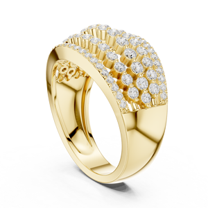 Anillo de Diamantes de Varias Hileras en Oro Amarillo, Corte Redondo, Anillo de Eternidad para Mujer, Joyería de Compromiso de Lujo - Product Image 3