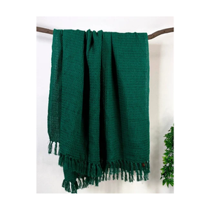 Soft 100% Wool Slub <b>Knit</b> Jacquard Woven Herringbone Bed Sofa <b>Throw</b> Antistatic Durable & Comfortable for Modern Interiors - Product Image 2