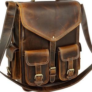 Mochilas de cuero de alta calidad, mochila de viaje de cuero de lujo para hombre, mochila de cuero vintage con compartimento para portátil - Product Image 6