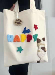 Bolso de mano de lona de algodón con bordado de langosta hecho a mano, bolso de hombro de moda, bolsa de compras reutilizable, bolsa de viaje para la playa, bolsa para llevar compras - Product Image 3