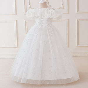 Nuevo Vestido Formal para Niña, Diseño Sólido, Estilo Princesa, con Cuentas y Flores de Malla, Traje para Espectáculos Infantiles, Cumpleaños, Bodas y Fiestas - Product Image 2