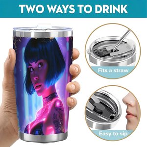 Stainless Steel Tumbler 20oz <b>Double</b> <b>Wall</b> Silver Finish Modern Design Daily Use Drink <b>Mug</b> - Product Image 5