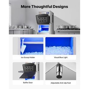 Macchina per il Ghiaccio Commerciale da 450 LBS/24H con Contenitore di Stoccaggio Grande da 250 LBS, Autopulente, per Cucine Professionali - Product Image 6